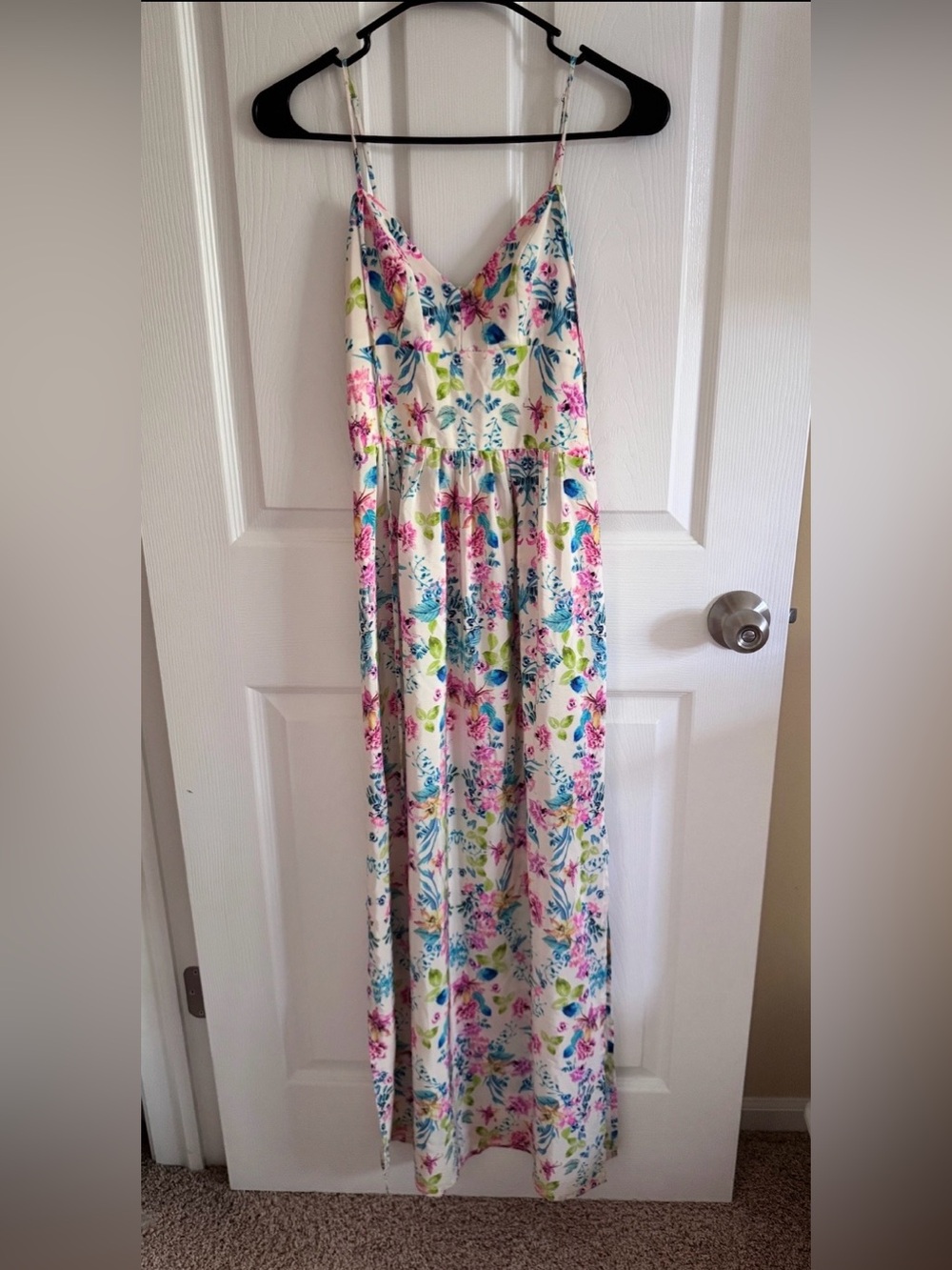 Amanda Uprichard Silk Cream Dress with Pink & Teal Floral Print